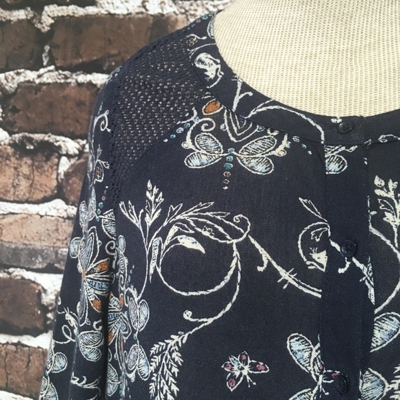 Hinge Dress Boho Floral Butterfly Blue Small - Picture 4 of 13
